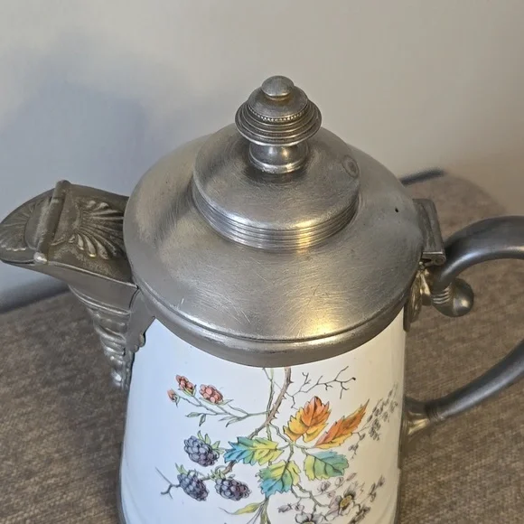 Manning Bowman & Co Pewter and Enamelware Autumn Coffee and Tea Pot, Graniteware